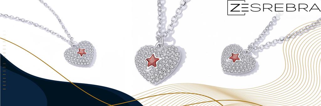 Chain Pr 925 Heart With Cubic Zirconia Crystal Heart Star