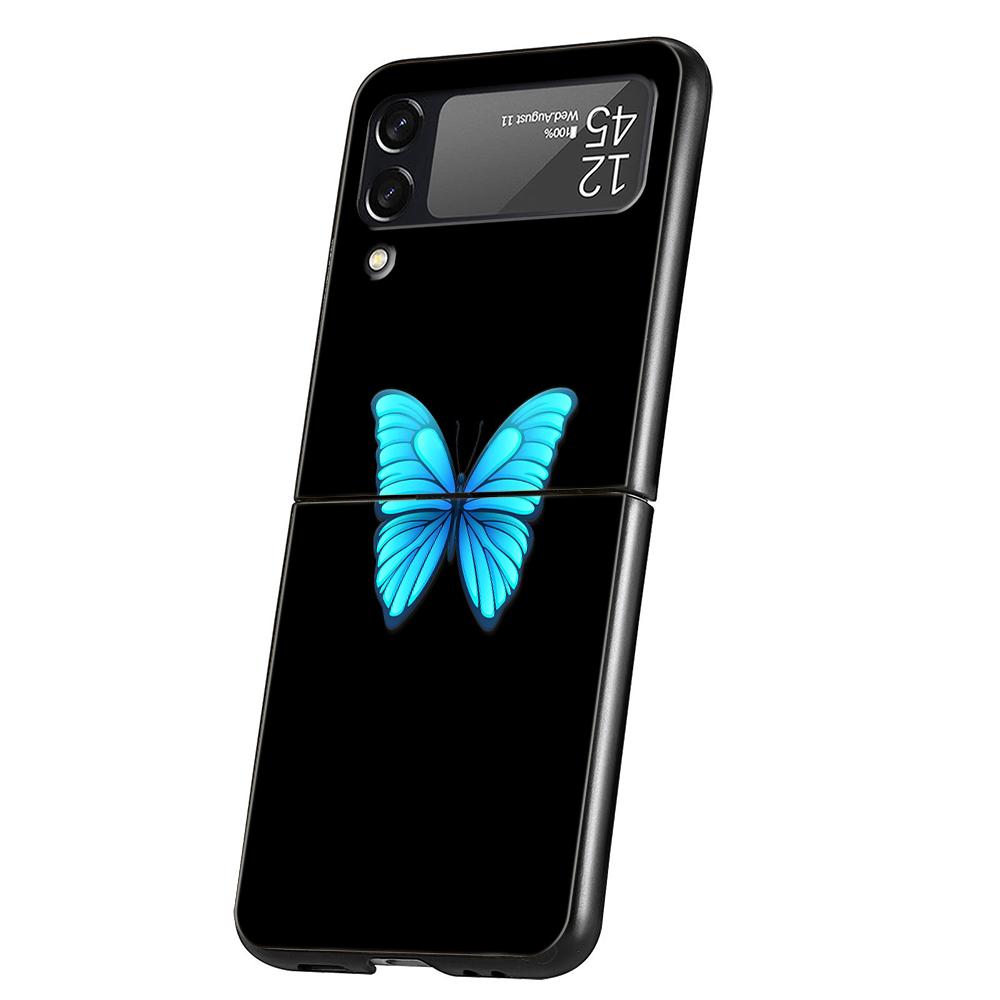 Luxury Phone Case For Samsung Galaxy Z Flip 3 4 5 6 Hard Folding PC For Samsung Z Flip3 Flip4 Flip5 Cover Butterfly Love Black