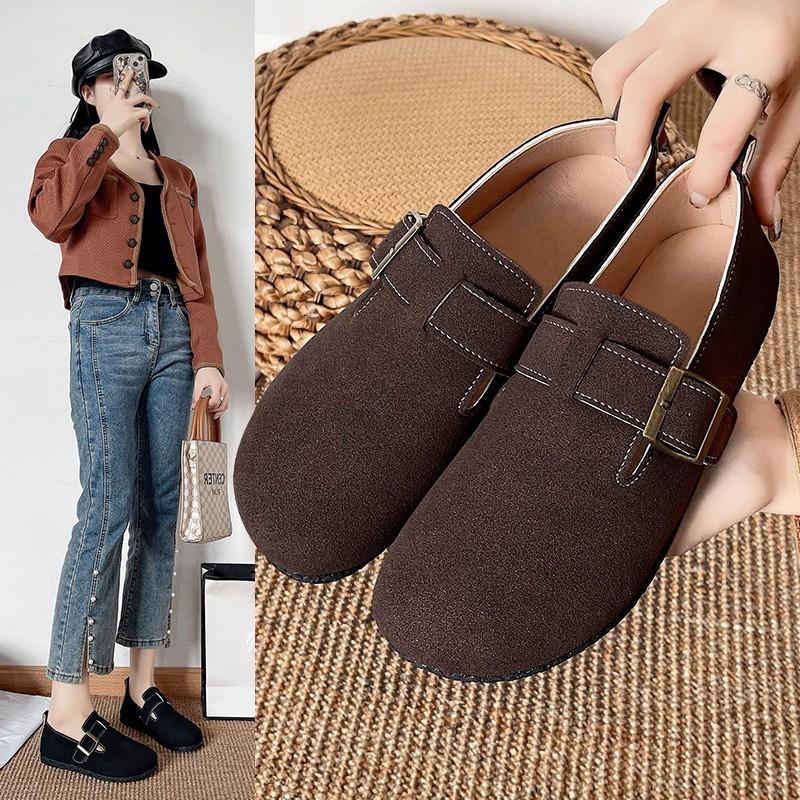 

Женские осенне-зимние новые туфли на плоской подошве, ленивые туфли-дуду на одном педале, туфли одинарные большого размера с круглым носком и мягкой подошвой 42 коричневый