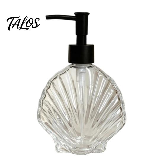 Pump Lotion Bottle 400ML Beach Seashell Refillable Soap Dispenser, Liquid Hand Glass Durable Dispenser Container, for Bathroom Kitchen Countertop
