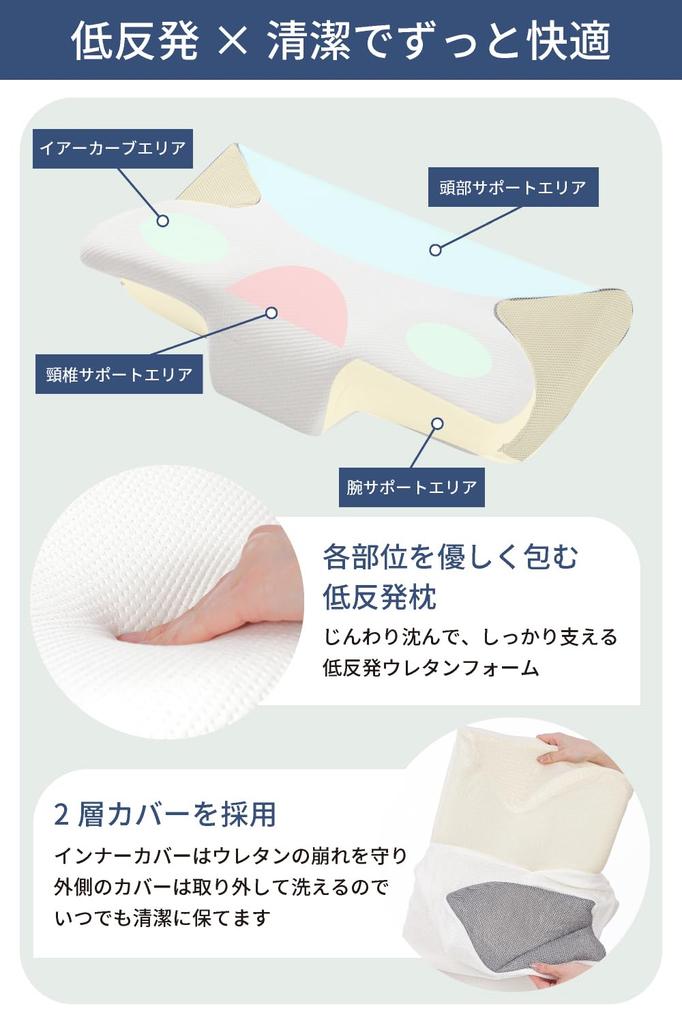 A Comfortable Pillow for Side and Stomach Sleepers, Featuring Low-resilience Memory Foam, Adjustable Height, and a Washable Pillowcase. Made In Japan.