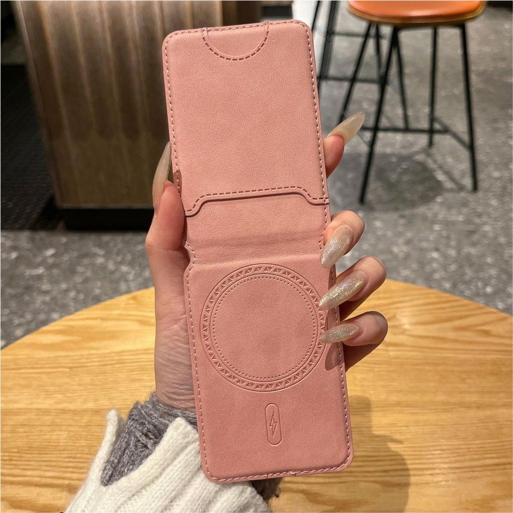 Apple iPhone 16 Promax Magnetic Magafe Bracket Leather Card Holder