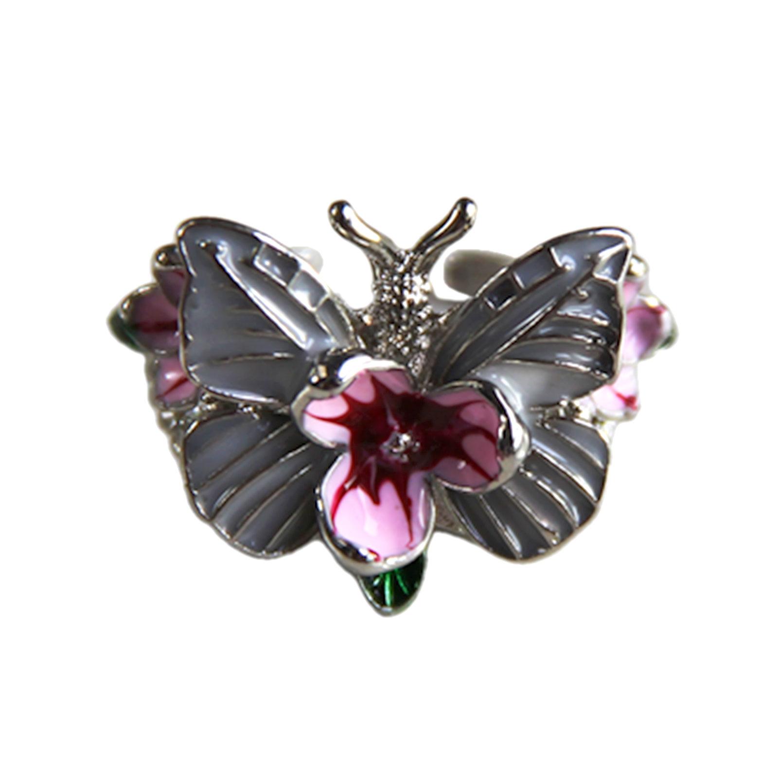 

Элегантные кольца на пальцы Кольца с цветами Аксессуары для вечеринок Кольца для свадеб с бабочками Текстура сплава Подходят для повседневной одежды A серебряный