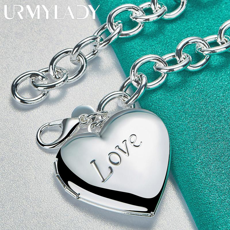 Bracelet en argent Sterling 925 avec cadre Photo en forme de cœur, pour femmes, bijoux de fiançailles, de mariage, à la mode