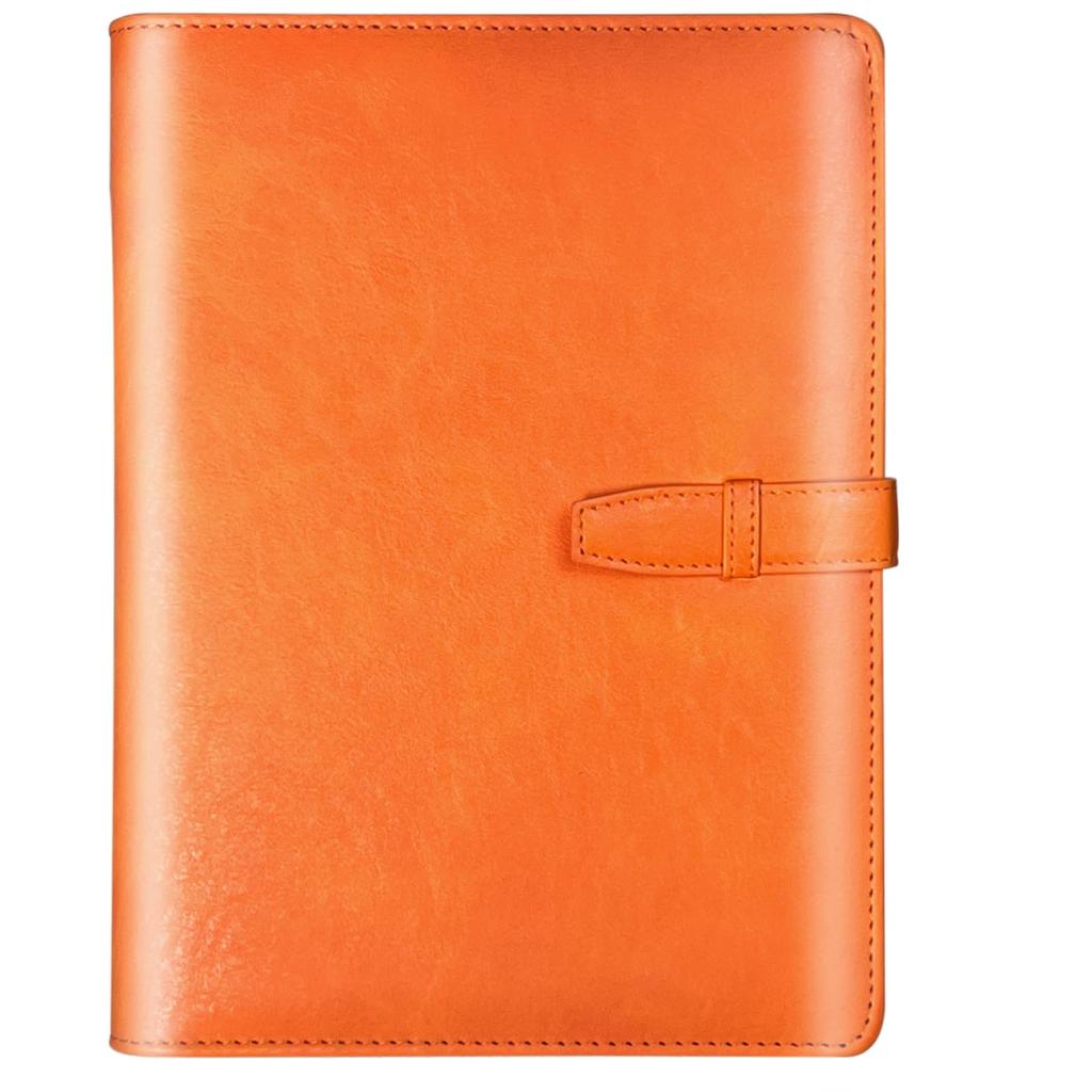 SYOUGO A5 Planner, 6-Ring Leather Organizer, Schedule Book, Notepad Cover with Refills, Card Storage, A5 Business Notebook, Office Supplies, Orange