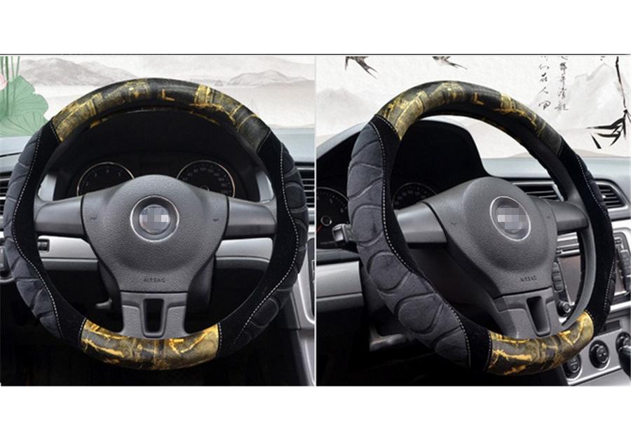 New short plush steering wheel cover flocking car handle warm non-slip for car