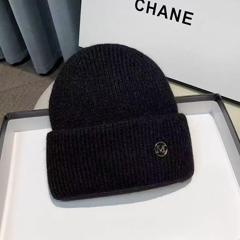 Cute Puppy Embroidered Knitted Wool Hat Women's New Autumn and Winter Face Small Versatile Big Head Circumference Hat