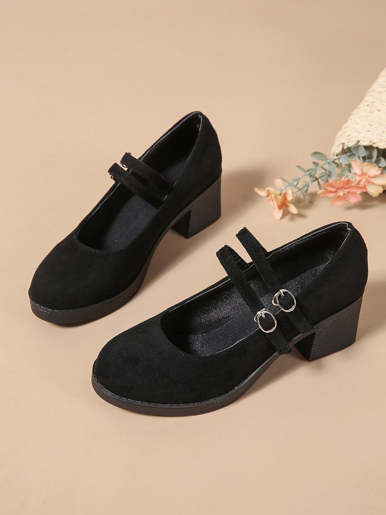 Fashion Women's Shoes 2025 Ankle-wrap Women's High Heels Plus Size Office & Career Pumps Women Chunky Heels Buckle Strap Female Shoes