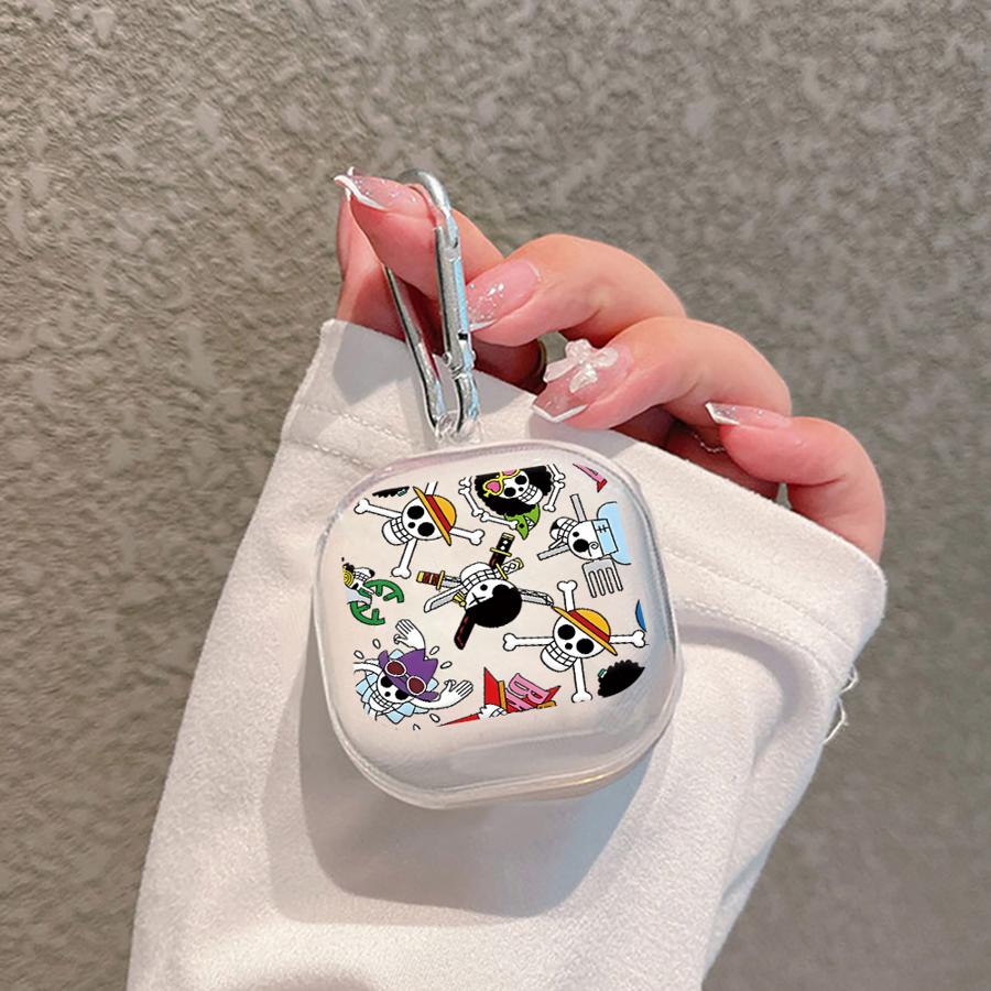 Case For Samsung Galaxy Buds 4 Pro 2Pro Live 4Pro 3 FE 3Pro 2 Clear Earphone Cases Cover With Hook One P-Piece Zoro Luffy Logo