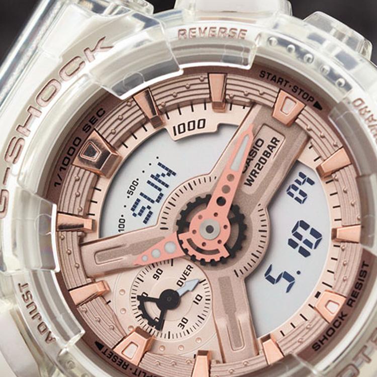 CASIO Unisex Pair Table Series Black Watch GA-700SK-1ADR+GMA-S110SR-7A