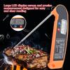 LCD Digital Food Thermometer with Foldable Probe Kitchen Cooking BBQ Grill Temp Tester Black