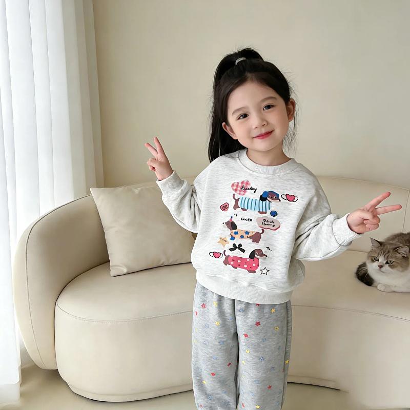 Girls' Korean Style Cartoon Hoodie & Jogger Two-Piece Set - 2026 Edition