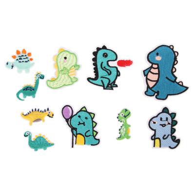 Patches zum Aufnähen in Dinosaurierform, niedlich, zum Selbermachen, einfach zu verwendende Stickapplikation für Kleidung, 10 Stück