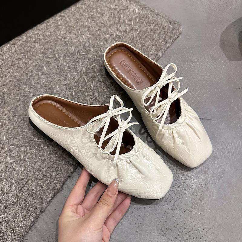 

Жіночі туфлі на внутрішній танкетці, сріблясті, з бантом, з напіввідкритою п ятою, модний зовнішній вигляд, нова літня модель 2025 року, сандалі Мері Джейн 35