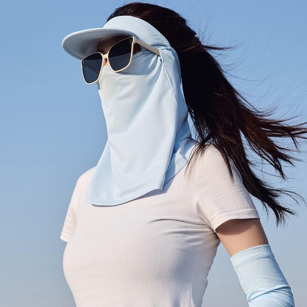 Eye Protection Sunscreen Face Cover Solid Color UV Protection Veil Elastic Ice Silk Mask  Outdoor