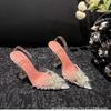 [Spot] Pointed Transparent High Heels Women's 2025 New Pointed Thin Heels Beautiful Fairy Rhinestone High Heels Sandals