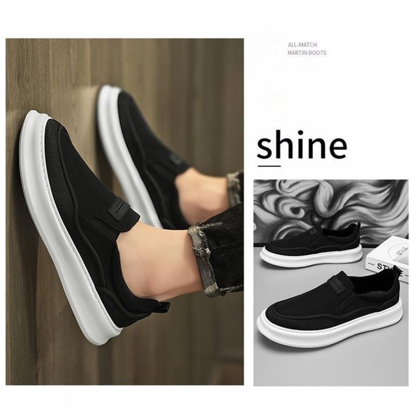 Fashion Men's Retro Breathable Canvas Slip-On Shoes Low-Top Lightweight Casual Sneakers Youth Fashion Walking Footwear Non-Slip Sole