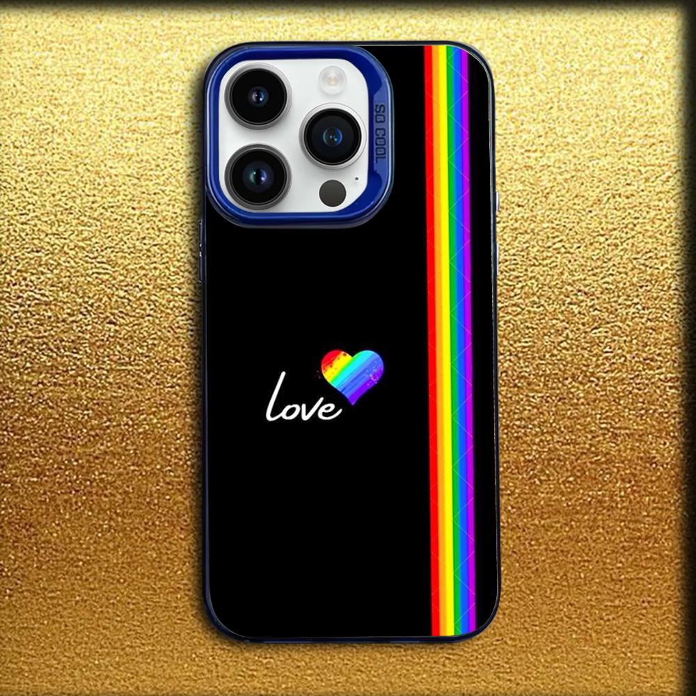 Gay Lesbian LGBT Rainbow Phone Case For iPhone 16,15,14,13,12,11,Mini,Pro,MAX Blue Matte Silicone Cover