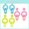 Geometric Acrylic Earrings With Fluorescent Color For Daily Fashion And Gift Use