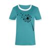 Ladies Cute Printed Short Sleeve Round Neck Front Shoulder Vintage Short Sleeve Summer Loose Shirt Top