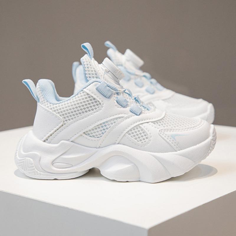Girls' Sports Shoes Single Mesh Lightweight Running Shoes Hollow Breathable Soft Sole White Shoes Fashionable Casual Shoes