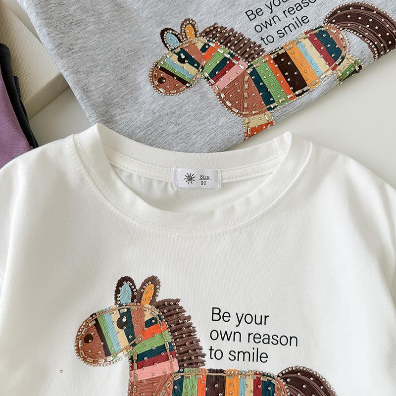 Boy Or Girl Casual Cartoon Pony Short-sleeved T-shirt For Summer, Cute Children's Top