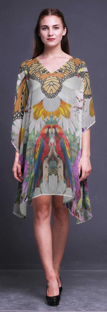 Phagun Short Caftan Midi Dress Beach Swimwear Cover Up Womens Kaftan-4X-5X