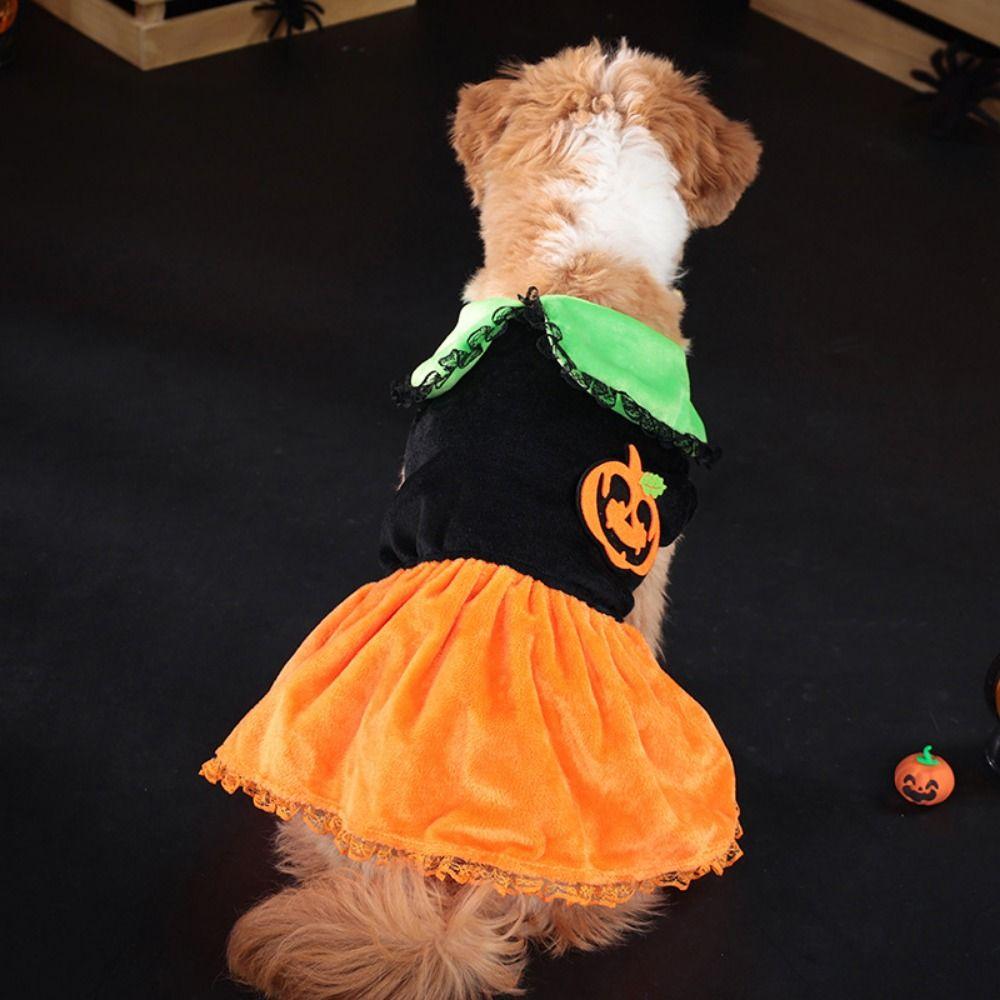 Pumpkin Pattern Halloween Dog Costume Creative Pet Cosplay Costume Dog Pumpkin Dress Cosplay Party