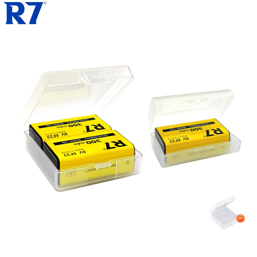 R7 9V 300mAh Rechargeable Batteries for Wireless Microphones, Guitars with EQ, Smoke Alarms, and Multimeters