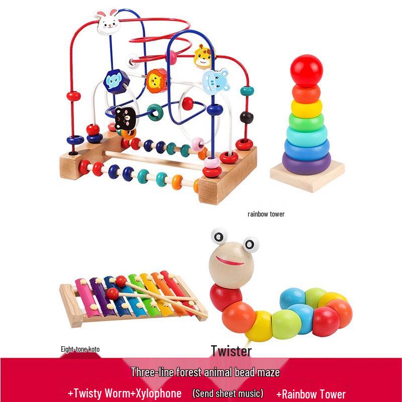 Montessori Baby Bead Maze & Building Blocks for 6 Months To 2 Years - Educational Toy for Concentration