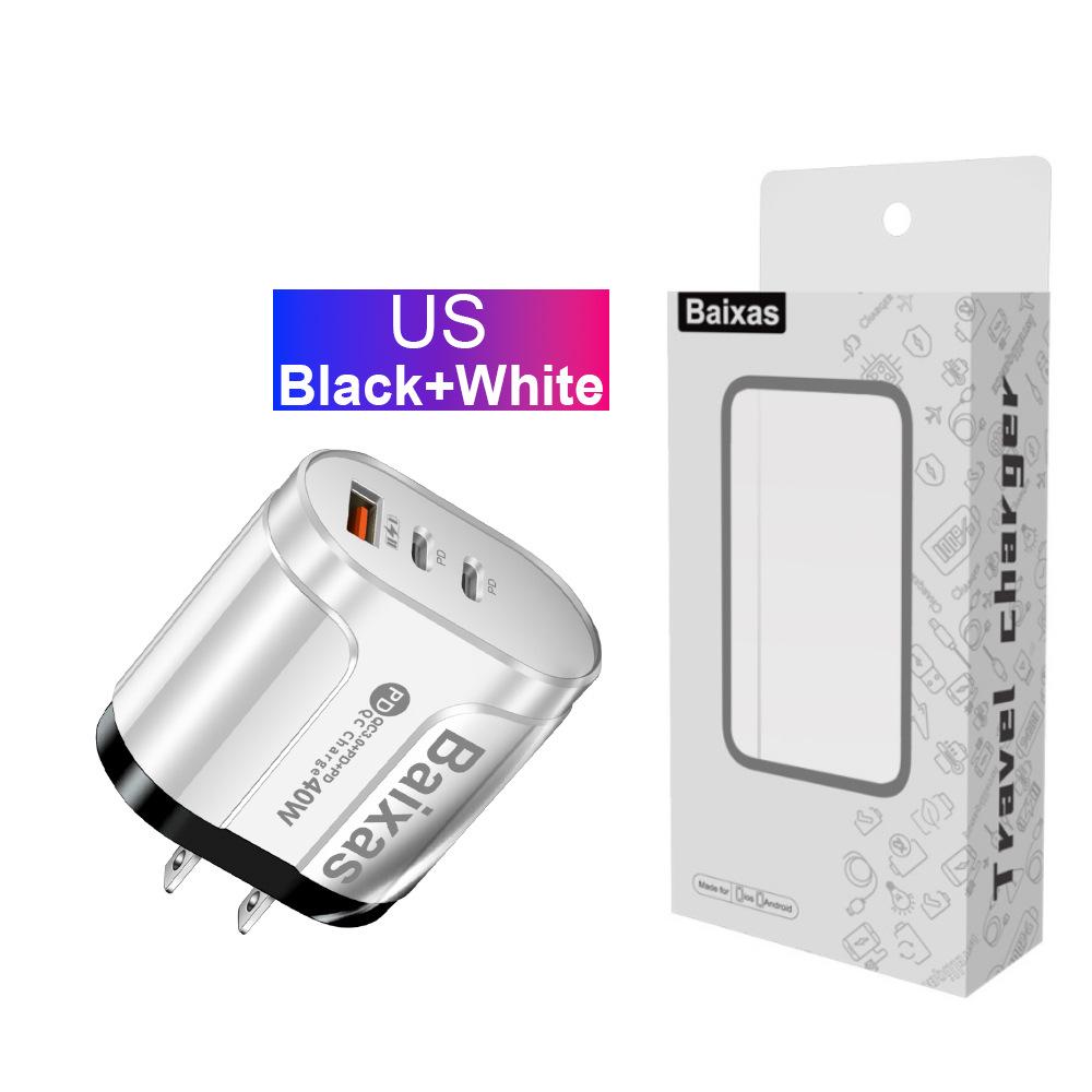 Universal Charger with US, EU, UK, AU Compatibility - Original Power Adapter with 1 USB-A and 2 USB-C Ports.