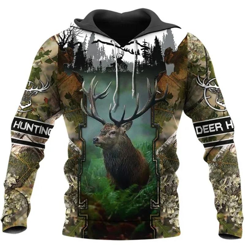 Fashion Deer Hunting Camo Hoodie Cool Slim Jacket Costume Coat 3d Sweatshirts Animal Men Women Casual Christmas Hoodie Tops