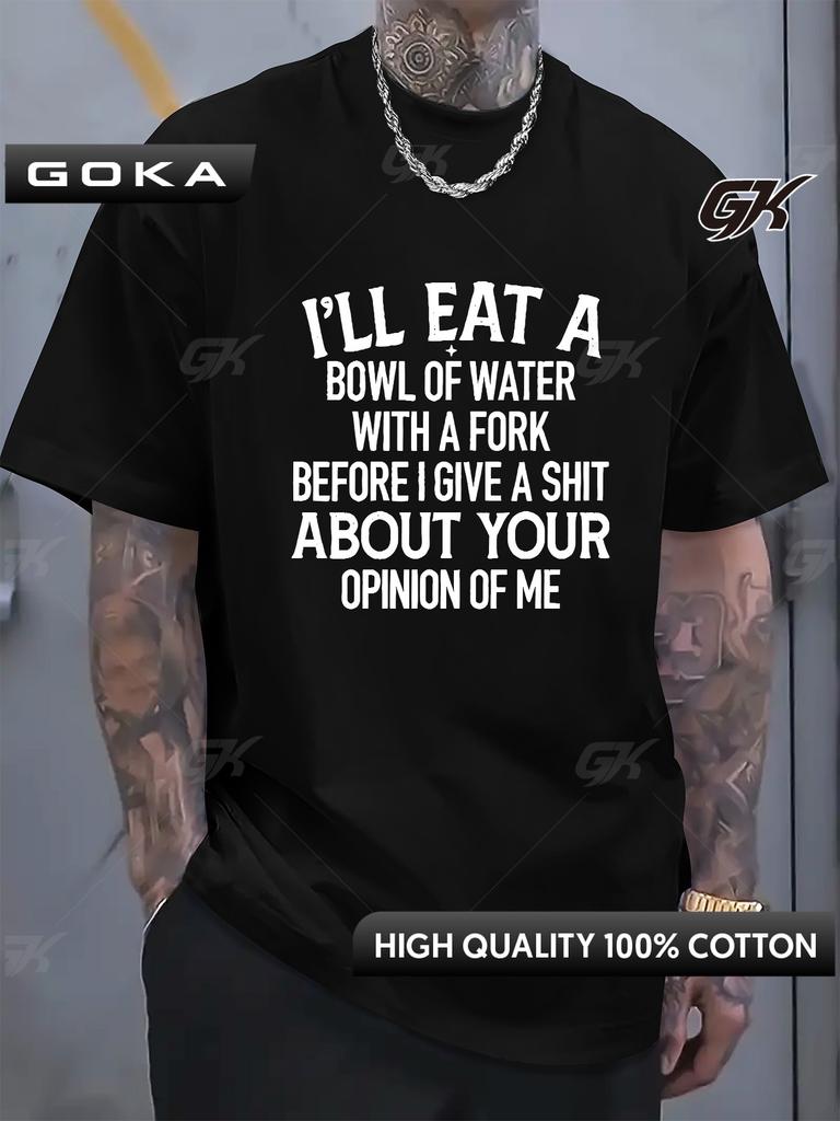 Cotton Crew Neck Mens Graphic TShirt  Bold Slogan PrintSummer 100 Cotton Round Short Sleeve Casual Tee Ropa De Hombre