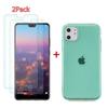 Case and Screen Protector - Apple - iPhone 11 Pro - Green - 2PCS Tempered Glass - TPU Silicone