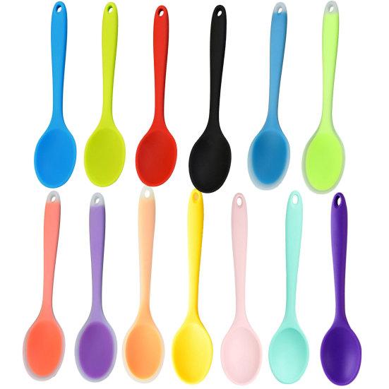 Rice Spoon High Temperature Resistance Solid Color Soft Silicone Non-stick Food Grade Eating Tool Stable Smooth Edge Soup Spoon Kitchen Tool