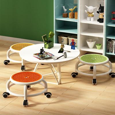 Sedia bassa semplice in plastica con ruote Soggiorno Corridoio Pouf Portante Ruote Silenziose Robuste per Bambini Mobili per la Casa
