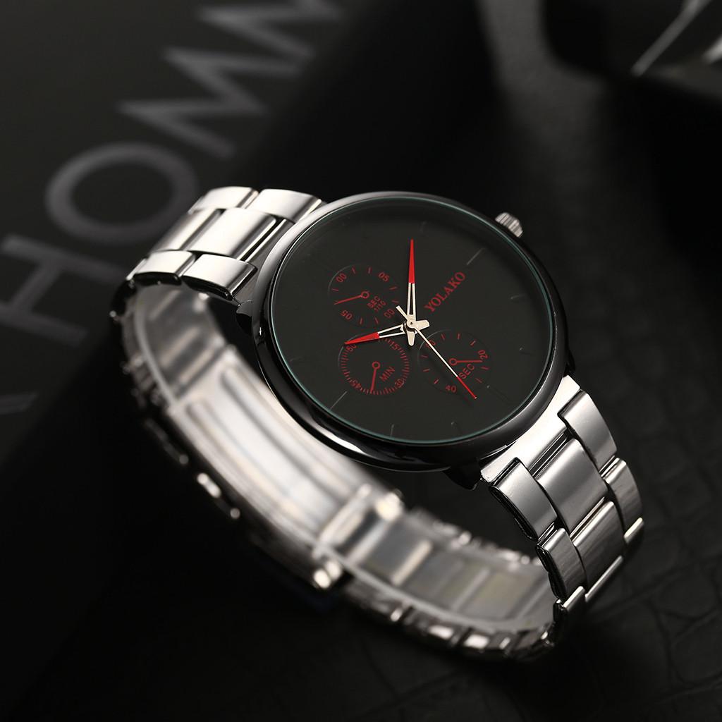 Men Wristwatch with Alloy Mesh Strap Military Quartz Watch Three-Eyed Simple Wristwatch Casual Men Wristwatch