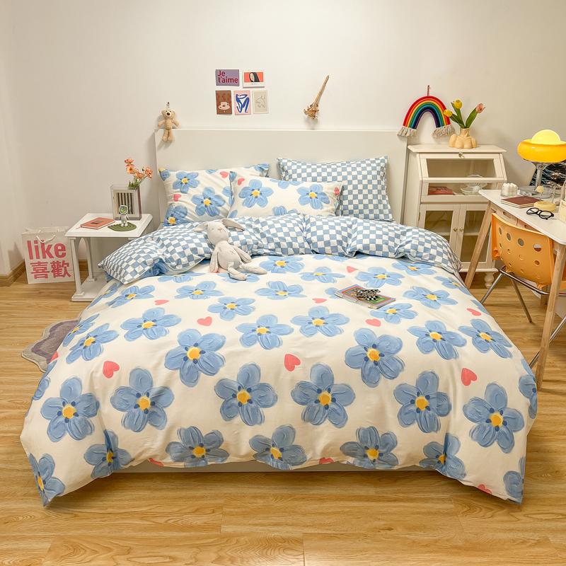 

Комплект из 3 предметов: пододеяльник с розовыми шикарными цветами и листьями растений, хлопковый дышащий, приятный для кожи пододеяльник с застежкой-молнией, постельное белье размера «queen-size» 150x200cm Single 3Pc