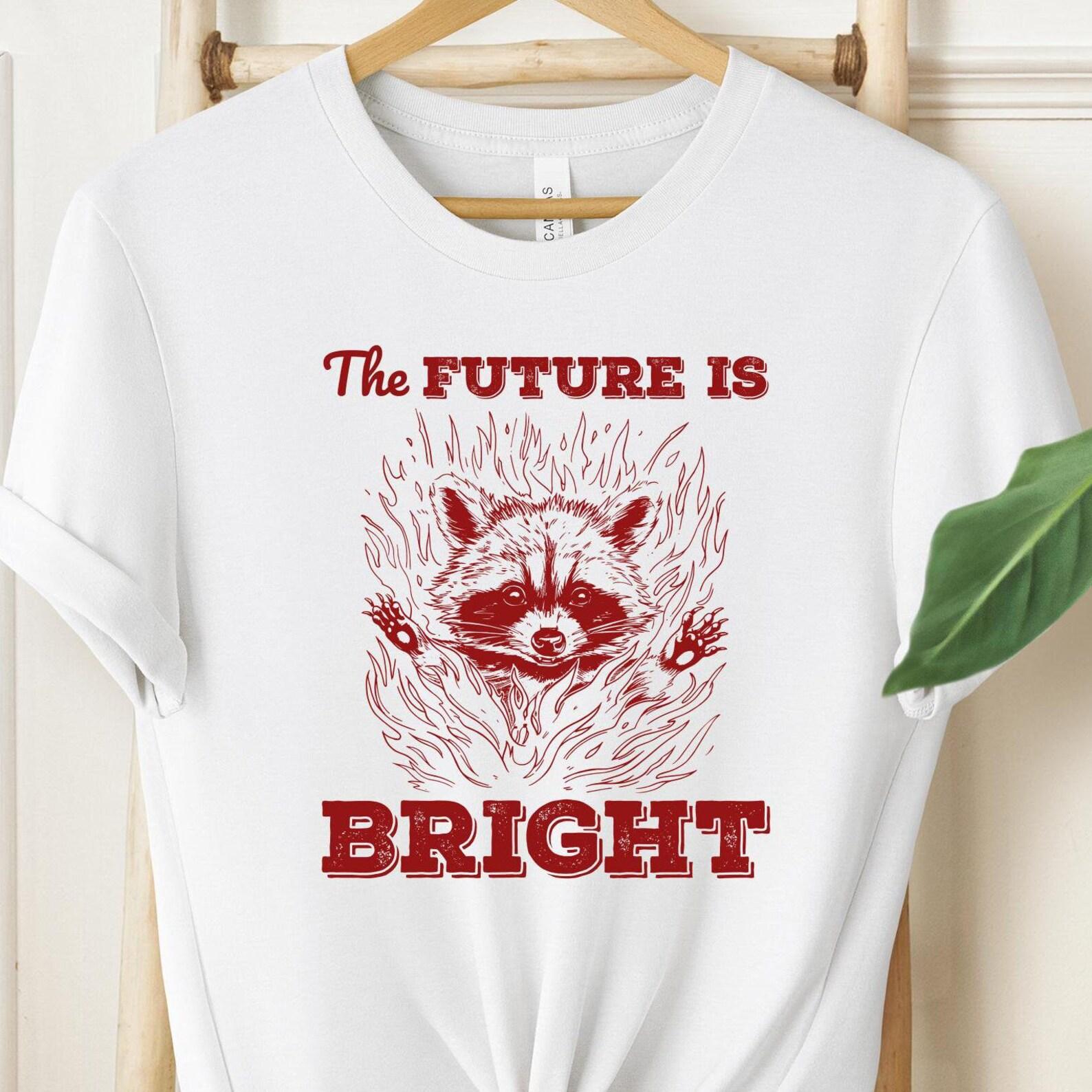 Funny Raccoon Graduation Tee: The Future is Bright, Vintage Style S