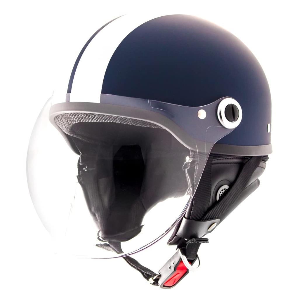 Ceptoo Motorcycle Matte Helmet, Half, Navy, CV-S