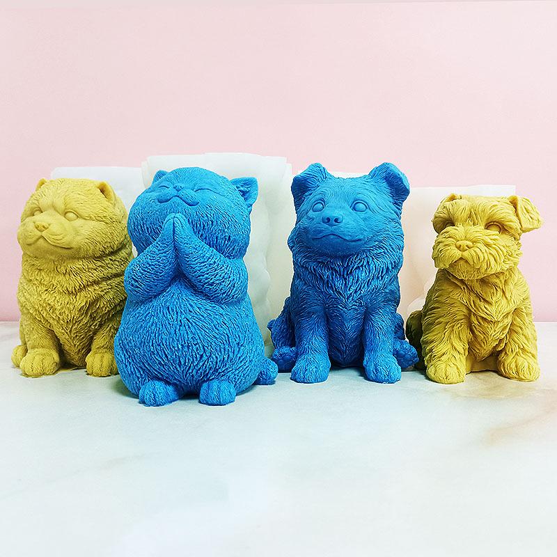 3D Large 2025 Teddy Dog Candle Silicone Mold Cute Cat Hug Resin Mold Cat Dog Gypsum Mould Home Decoration Animal dog molds