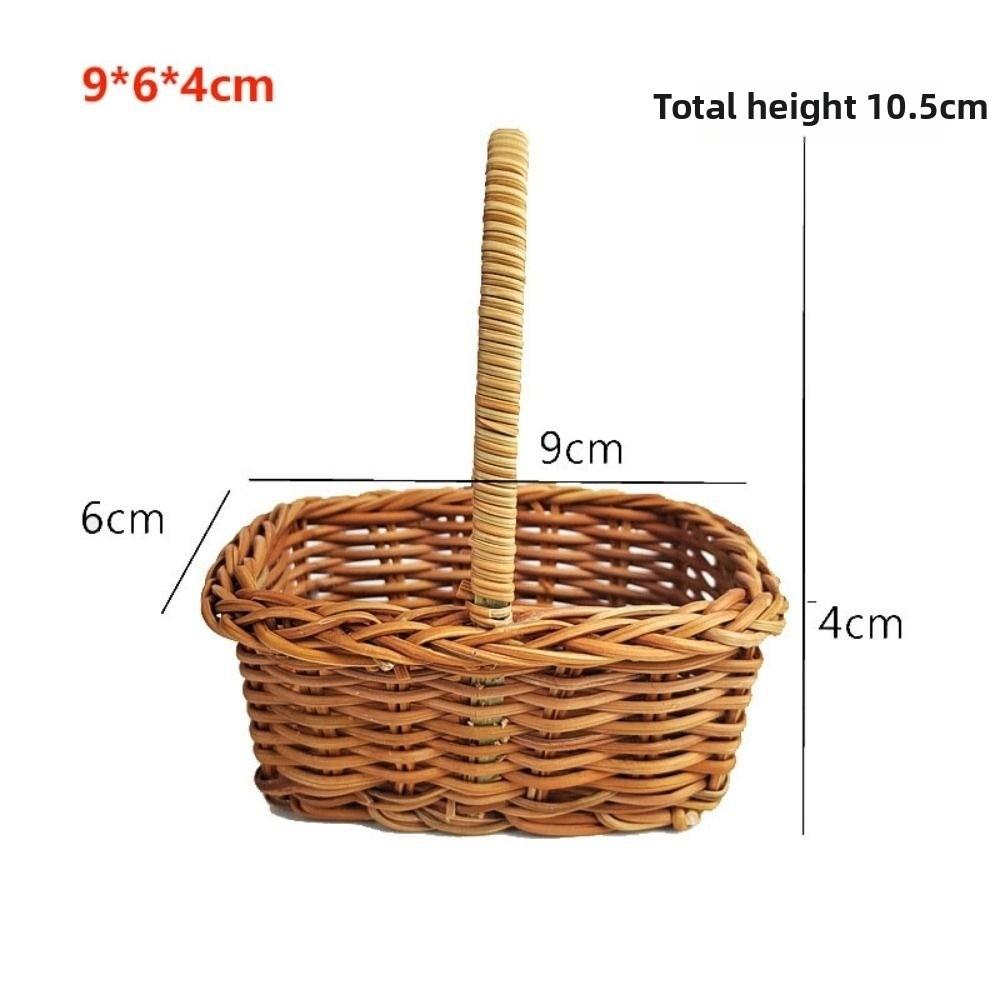 With Handle Imitation Rattan Handhold Household Handwoven Weaving Flower Basket 5 Styles Braid Storage Baskets
