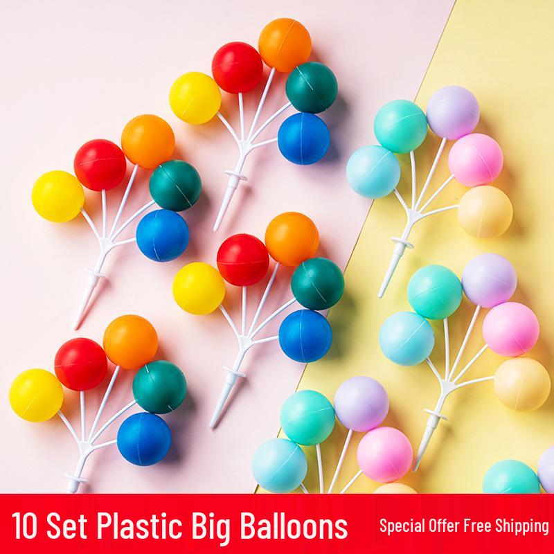 Colorful Retro Balloon Cake Toppers – Round Ball Dessert Decorations