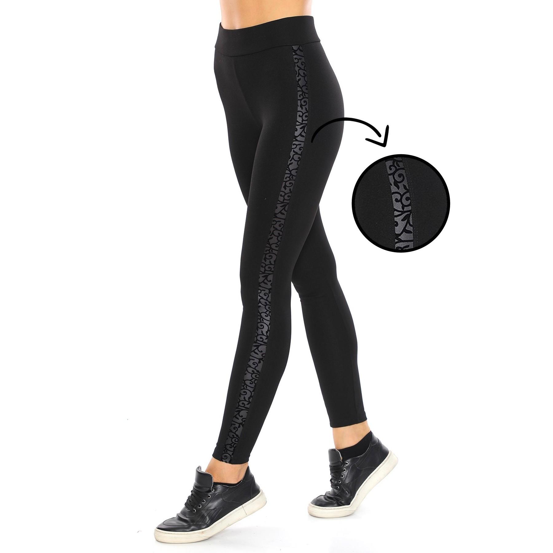 

Бархатные женские кожаные леггинсы с высокой талией и вышивкой S чёрный