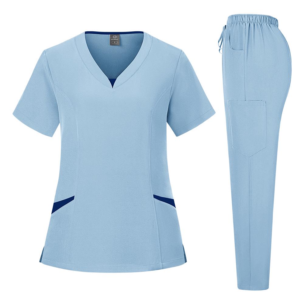 Nurse Uniform Scrub Suit for Operating Room: Breathable, Sweat-Absorbent Two-Piece Medical Workwear Set.