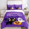 3pcs Happy Halloween Cat Spider Ghost Printed Quilt Set - Includes 1 Quilt Cover and 2 Pillowcases, Machine Washable - Suitable for All Seasons.H