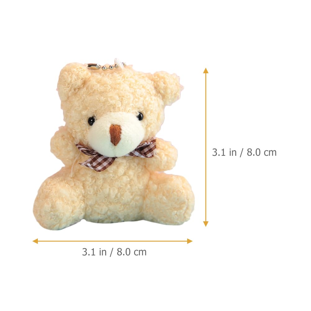STOBOK Plush Bear Keychains, 4-Piece Set, Ball Chain, Cute, Fluffy Key Chain, Gift, Bag Charm, Car Key