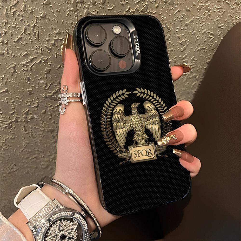 The Roman Empire Emblem SPQR Phone Case For iPhone 16,15,14,13,12,11,Pro,Max,Plus,Mini,XS,SE Anti Fall Black Matte Hard Bumper