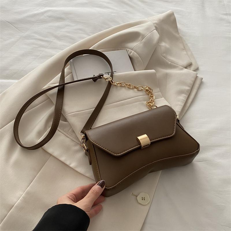 

Black Street Fashion Pu Shoulder Bag 2024 Spring Korean Simple Casual Trendy Bag Women коричневий