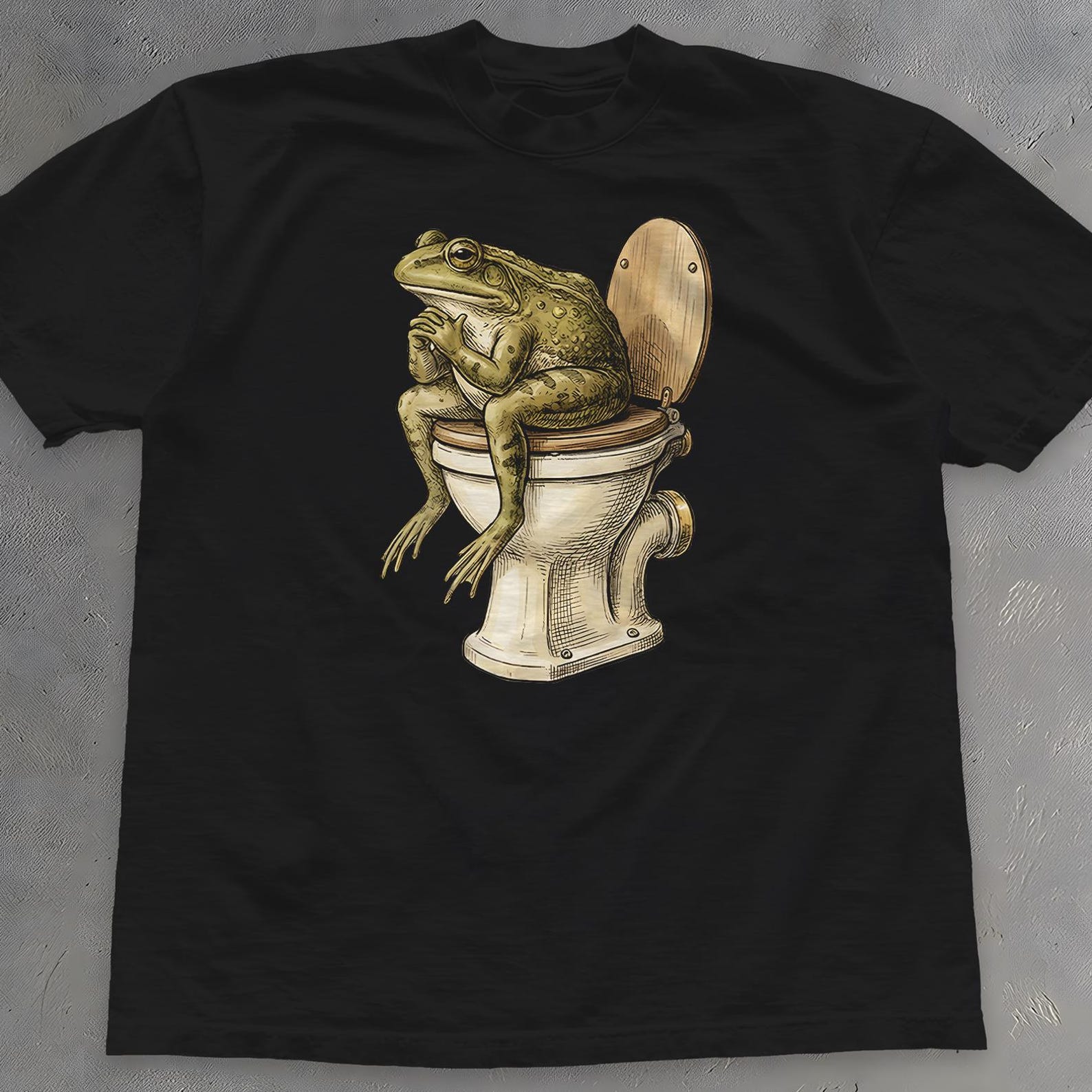 Vintage Frog on Toilet Shirt - Funny Toad T-Shirt - Weirdcore Gift 3XL